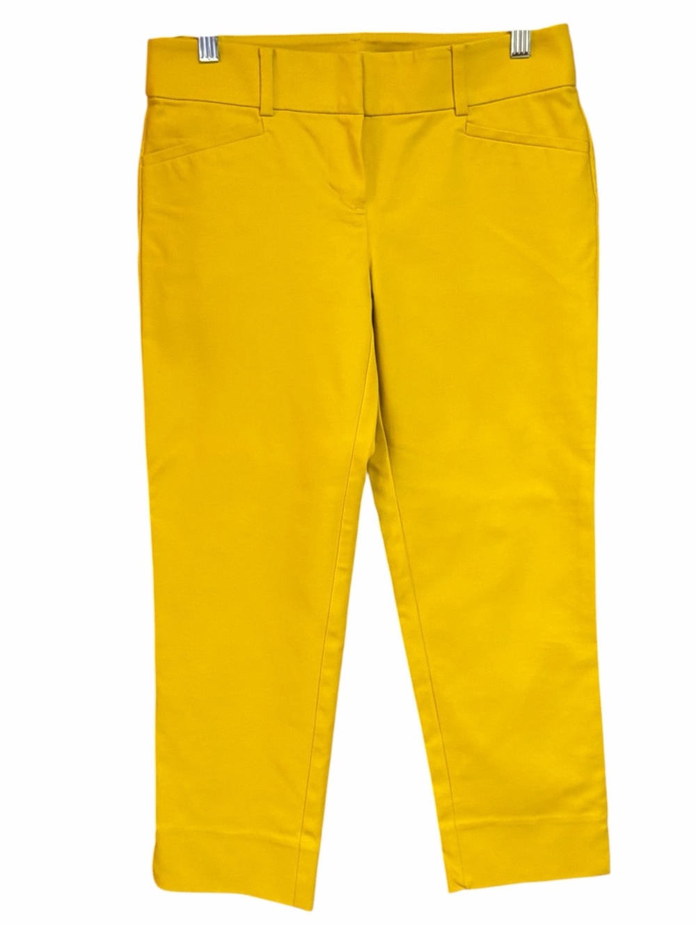 LOFT Marisa Slim Crop Pants in Goldenrod Yellow Cotton/Rayon Blend OP